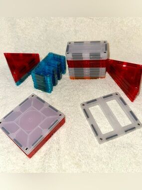 Cra-Z-Art Magnetic Tiles 29 Pc Replacement Lot Castle Pieces Triangles Squares